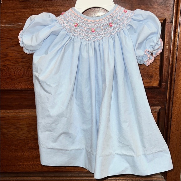 Petit Ami Light Blue Dress with Pink Accents - Picture 1 of 3